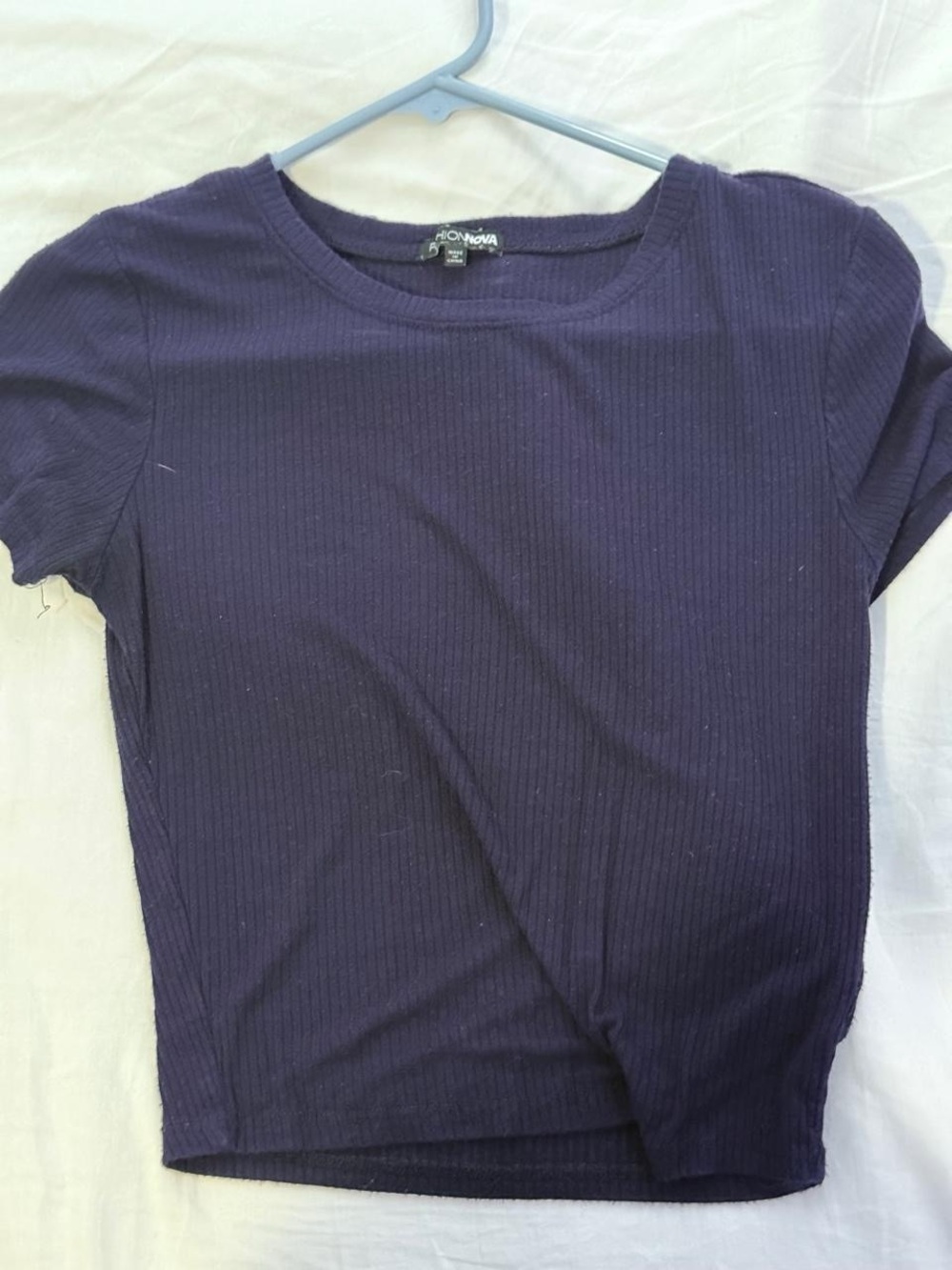 Fashion Nova Ribbed Short Sleeve Tee in Deep Blue